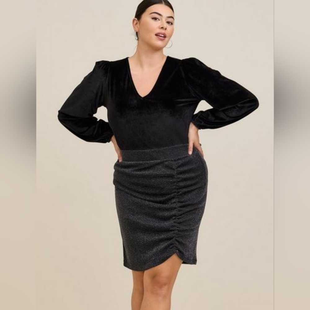Torrid Glitter Knit Cinched Bodycon Skirt